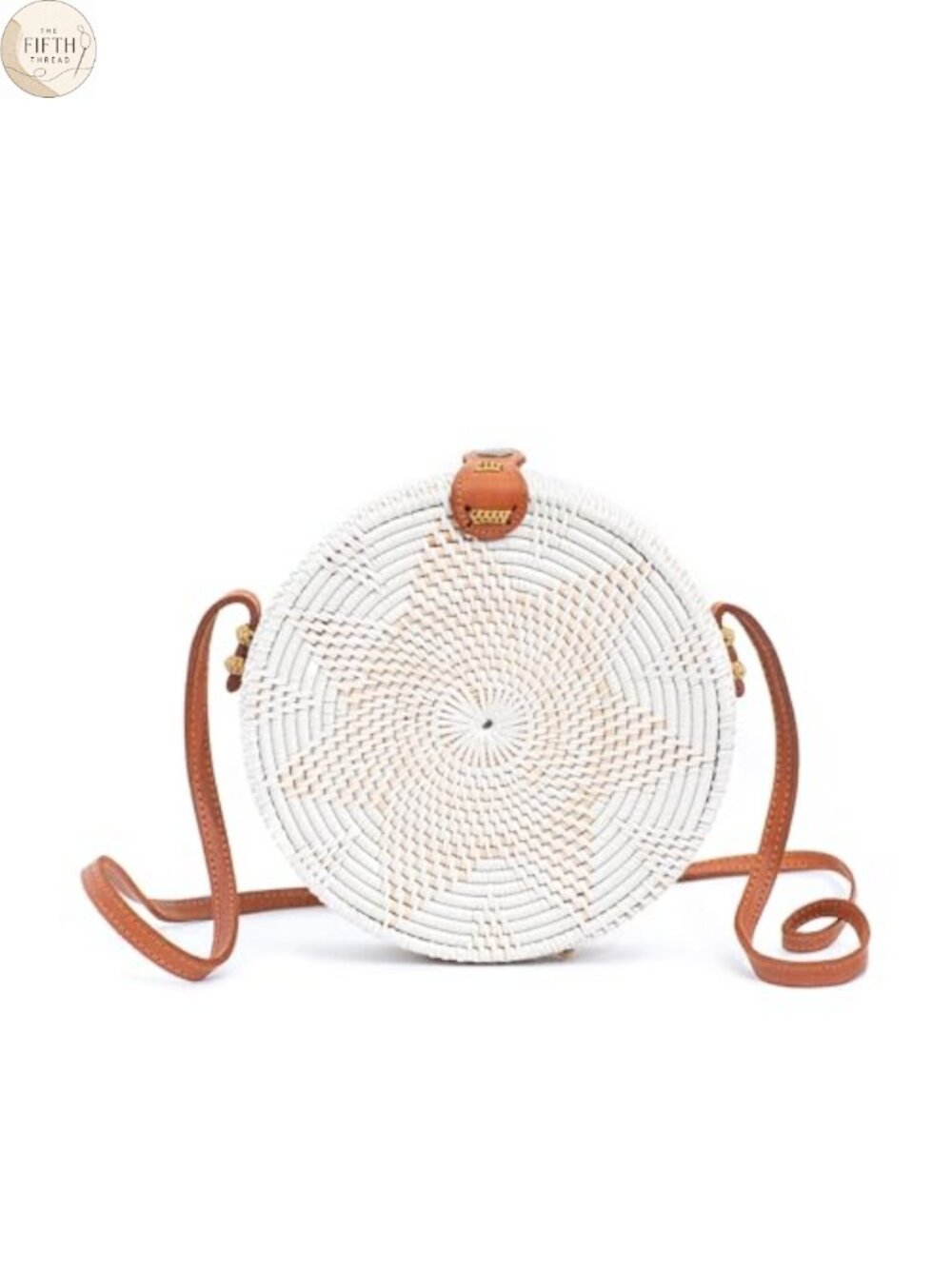 Handmade Woven Rattan Straw Crossbody Bag with Leather Strap